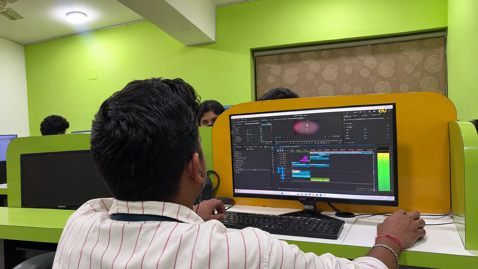 Student timeline and sequencing work from the Video Editing course